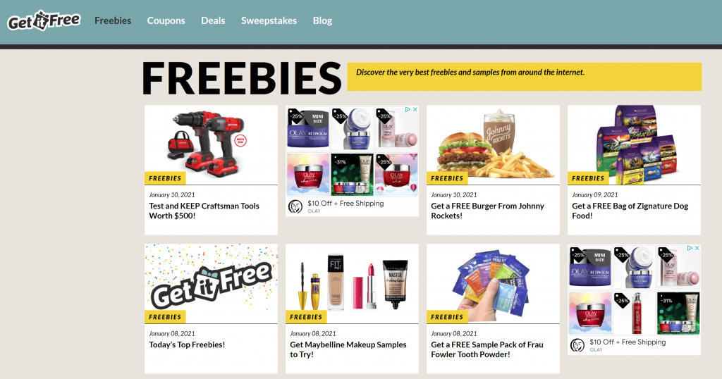 Get It Free is a money-saving site that claims to offer freebies, sweepstakes, coupons, and discounted products and services. But does it live up to its name? We dug into this site to learn the good, the bad, and the ugly, and whether it’s a legitimate place to find ways to save.