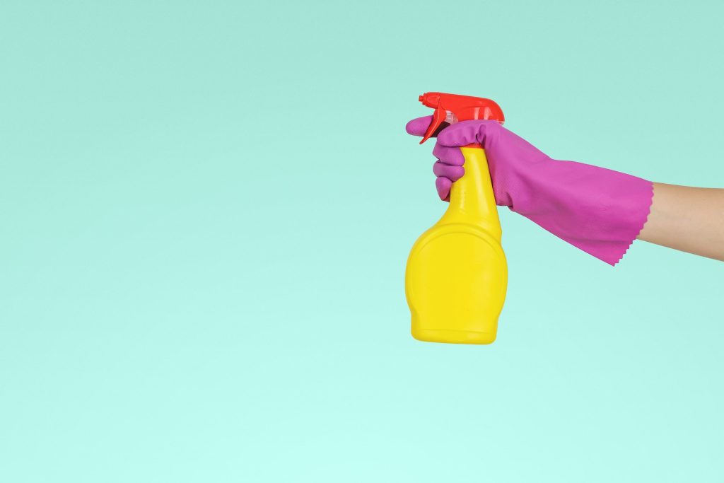 A person using a cleaning product