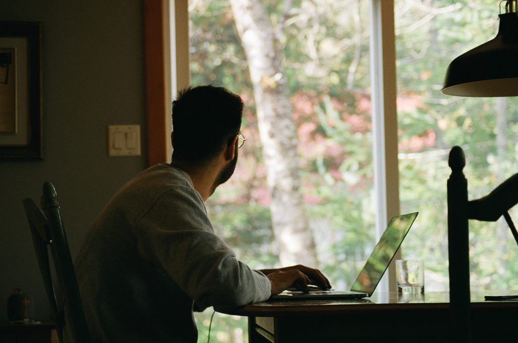 A guy working remotely