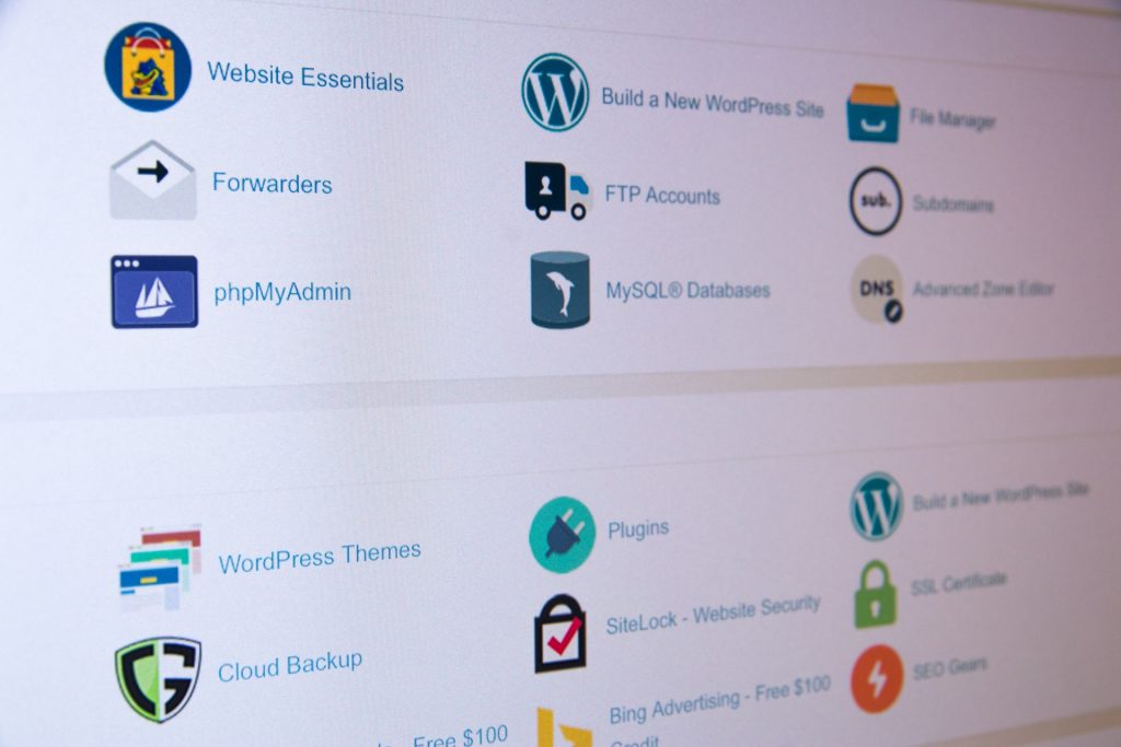 WordPress web hosting dashboard