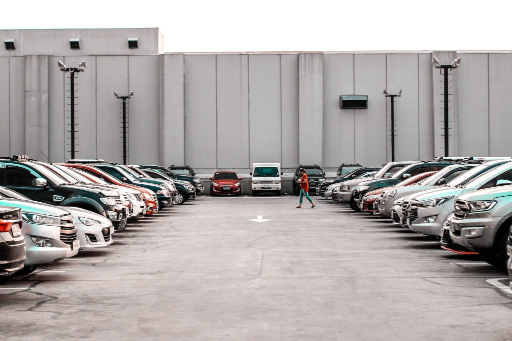 A spacious car dealership